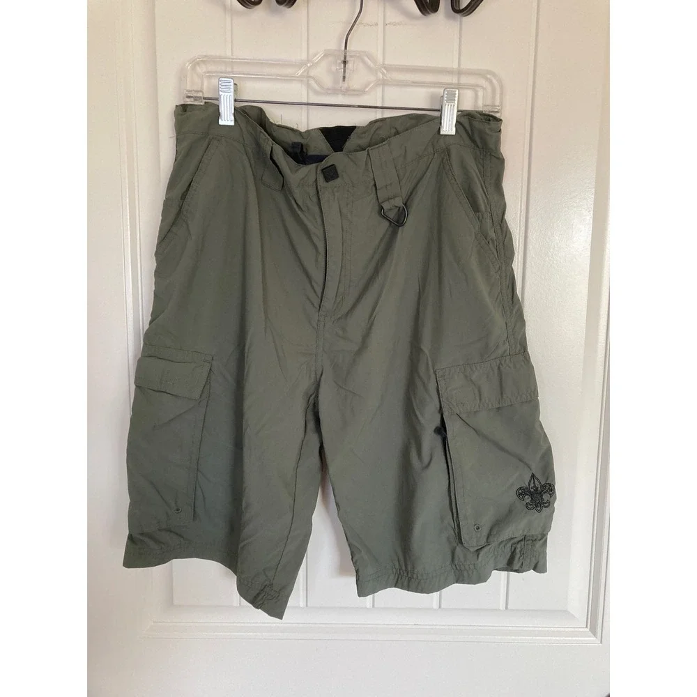 Boy Scouts of America BSA Uniform Set Tan Shirt Youth Large Olive Cargo Shorts